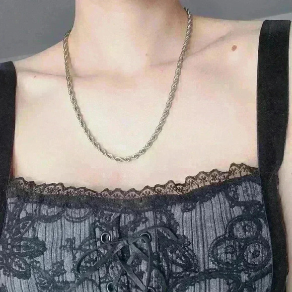 Vintage classic silver rope chain  necklace ✦ 21″ ✦ nicely made & non-tarnishing - Picture 1 of 12